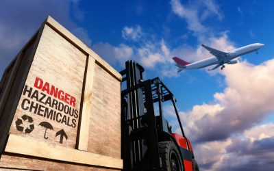 Airplane and cargo on forklift trucke